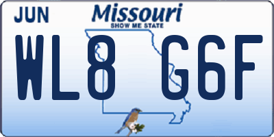 MO license plate WL8G6F