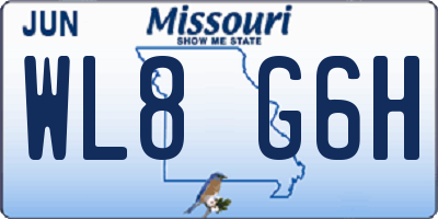 MO license plate WL8G6H