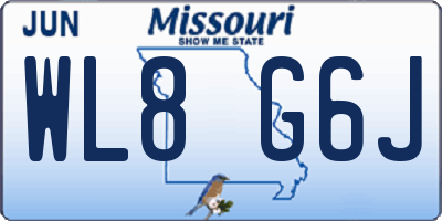 MO license plate WL8G6J