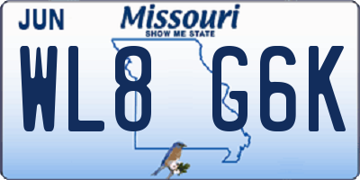 MO license plate WL8G6K