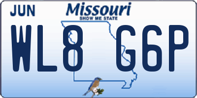 MO license plate WL8G6P