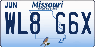 MO license plate WL8G6X