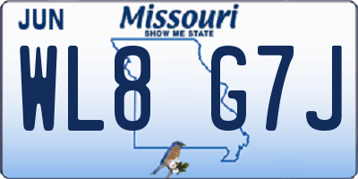 MO license plate WL8G7J
