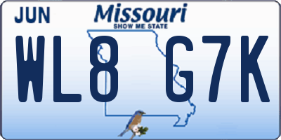 MO license plate WL8G7K