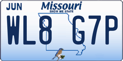 MO license plate WL8G7P