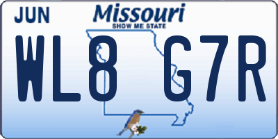MO license plate WL8G7R