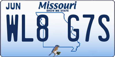 MO license plate WL8G7S