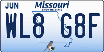 MO license plate WL8G8F