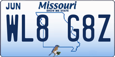 MO license plate WL8G8Z