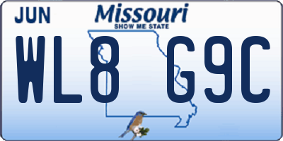 MO license plate WL8G9C