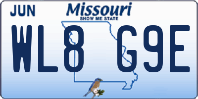 MO license plate WL8G9E