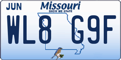 MO license plate WL8G9F