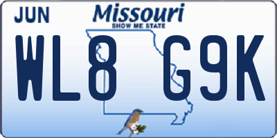 MO license plate WL8G9K