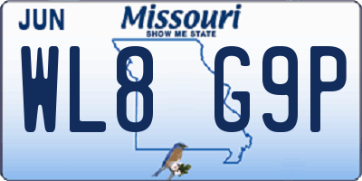 MO license plate WL8G9P