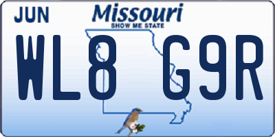 MO license plate WL8G9R