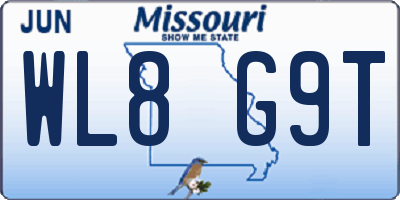 MO license plate WL8G9T