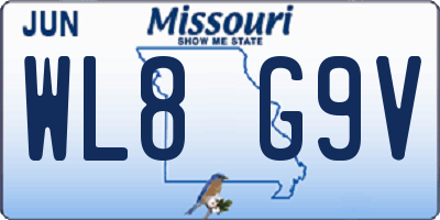 MO license plate WL8G9V