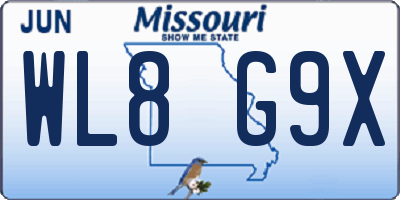 MO license plate WL8G9X
