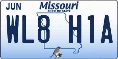 MO license plate WL8H1A