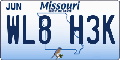 MO license plate WL8H3K