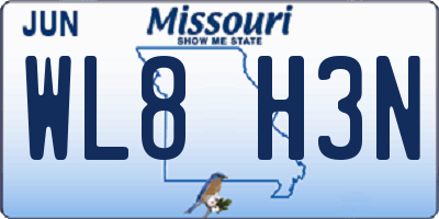MO license plate WL8H3N