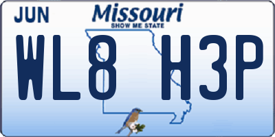 MO license plate WL8H3P