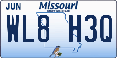 MO license plate WL8H3Q