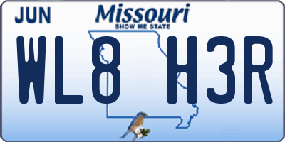 MO license plate WL8H3R