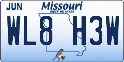 MO license plate WL8H3W