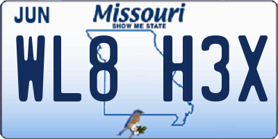 MO license plate WL8H3X
