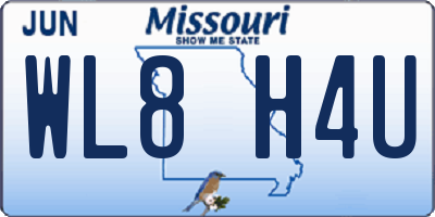MO license plate WL8H4U