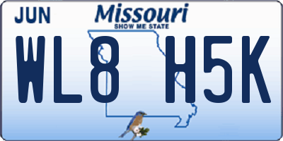 MO license plate WL8H5K