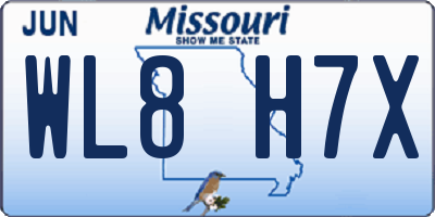MO license plate WL8H7X