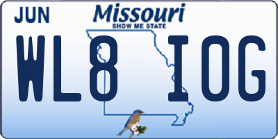 MO license plate WL8I0G