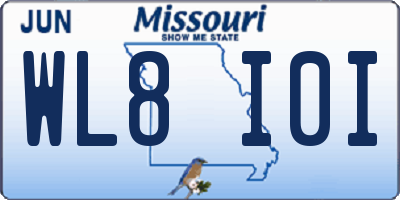 MO license plate WL8I0I