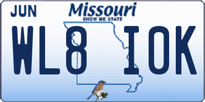 MO license plate WL8I0K