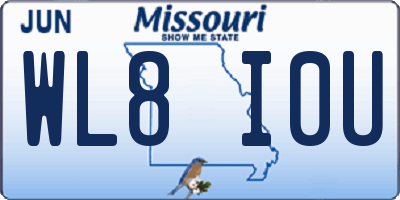 MO license plate WL8I0U