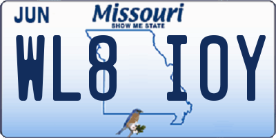 MO license plate WL8I0Y