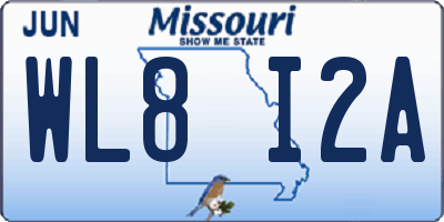 MO license plate WL8I2A