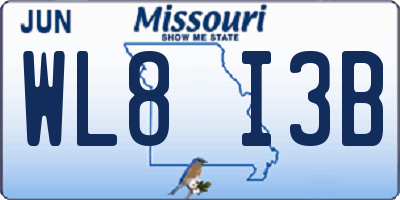 MO license plate WL8I3B
