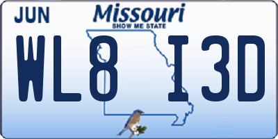 MO license plate WL8I3D