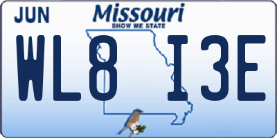 MO license plate WL8I3E