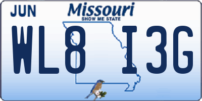 MO license plate WL8I3G