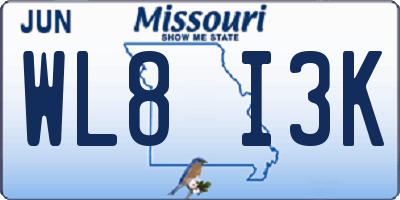 MO license plate WL8I3K
