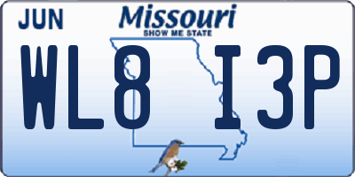 MO license plate WL8I3P