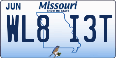 MO license plate WL8I3T