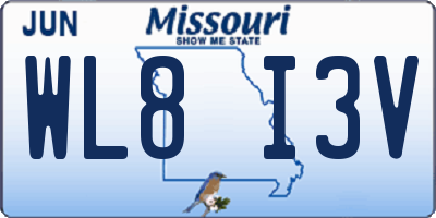 MO license plate WL8I3V