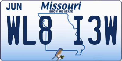 MO license plate WL8I3W