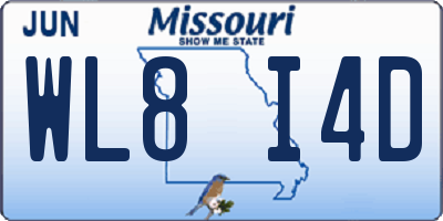 MO license plate WL8I4D