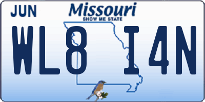 MO license plate WL8I4N